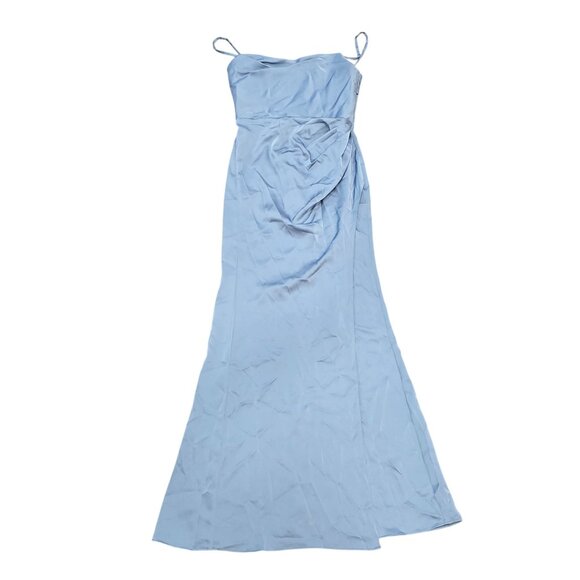 Azazie Leonis Dusty Blue Sheath Strapless Chiffon removeable strap evening gown - Picture 11 of 11